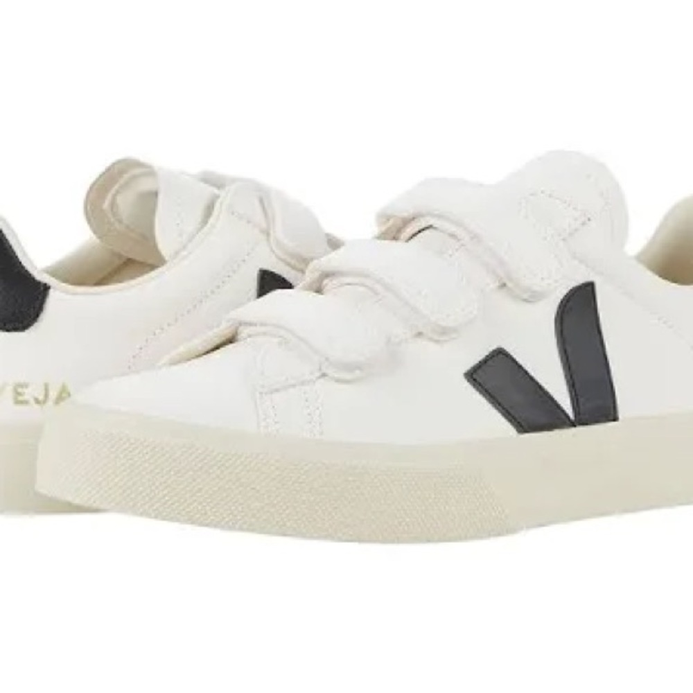 Veja Recife White and Black Velcro Sneakers